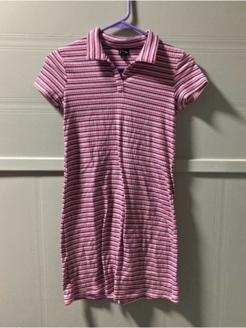 art class Pink and Lavender Striped Polo Dress Girls Size 12 Casual